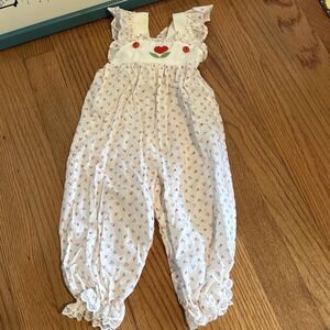 Vintage BRYAN Pink Rosebuds Romper  Embroidery‎ Lace Size 6-9 Months
